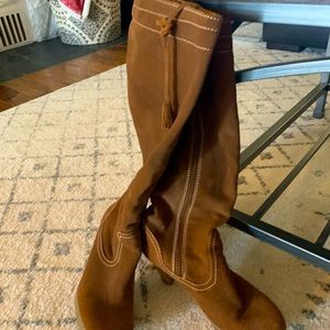 Brown suede boots